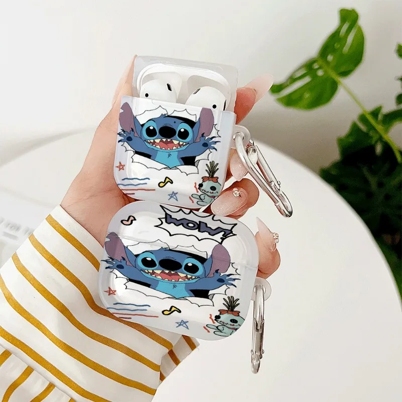 ديزني غرزة الكرتون حقيبة سماعة الاذن ل Airpods 1 2 3 4 برو سيليكون الغطاء الواقي ل Airpods Pro2 سماعة رأس مزودة بتقنية البلوتوث غطاء