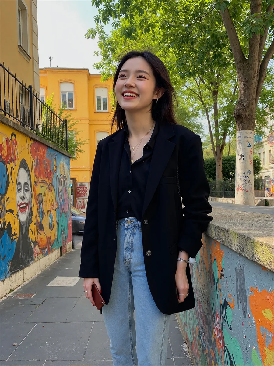 

Женские современные блейзеры, черно-белые отложные воротники, эксклюзивные скромные праздники, встреча, шнурок, уютный тип против морщин