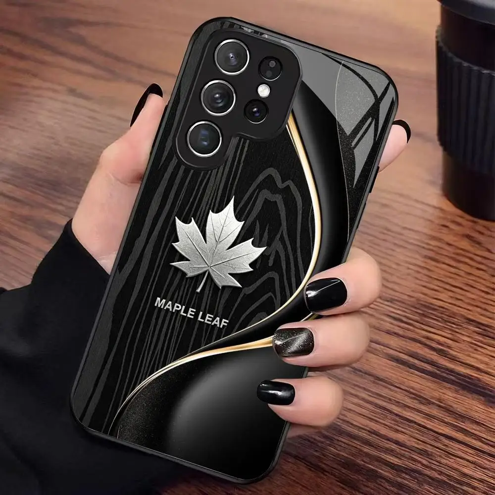 Luxury Black Gold Wave Tempered Glass Phone case for Samsung Galaxy S26 S25 23 Plus/Ultra/FE anti drop and shockproof back cover