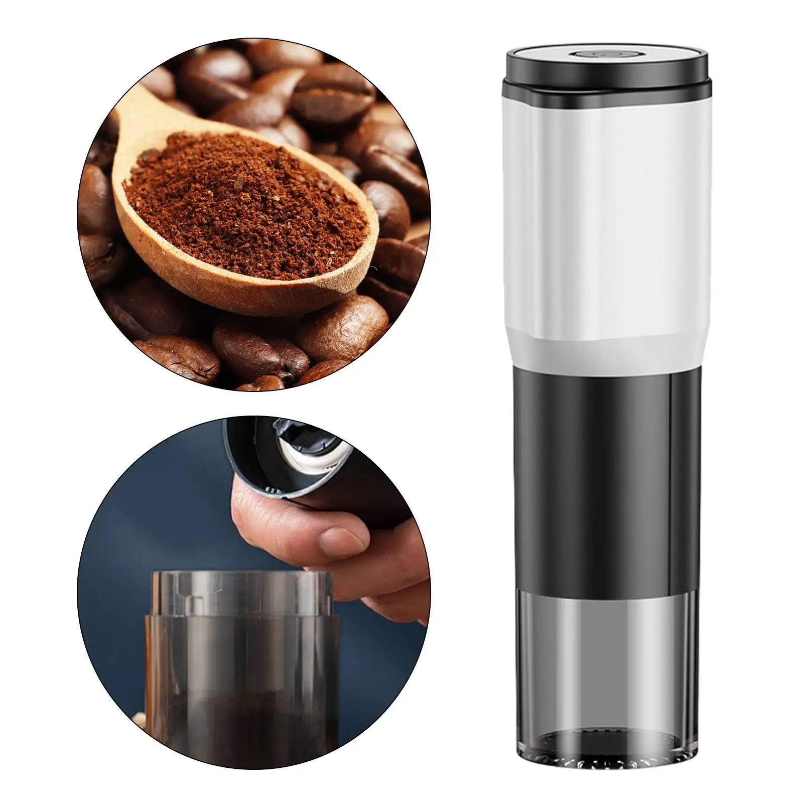 Portable Coffee Bean Grinder Ground Coffee Machine Professional Visible Powder Bin Spice Grinder for Office Coffee Lover Gift