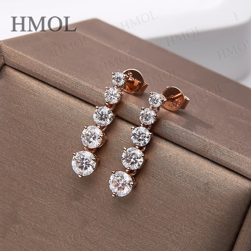 Stud Earrings Moissanite Stone VVS1 D Color 925 Sterling Silver White Rose Yellow Gold With GRA  Party Women Jewelry Charm Gifts