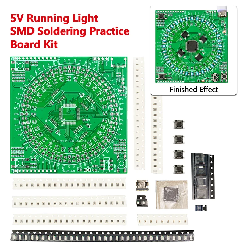 LQFP64 Soldering DIY Kit 5V Running Light SMD Soldering Practice Board Kit Type-C Interface Suitable For Soldering Instruction