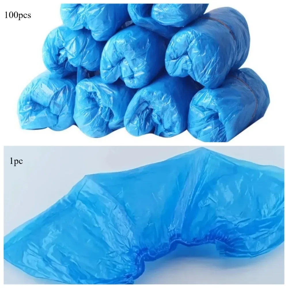 100 Disposable Plastic Shoe Covers For Household Use Thickened Indoor Waterproof Wear-resistant Anti Slip Plastic Shoe Covers