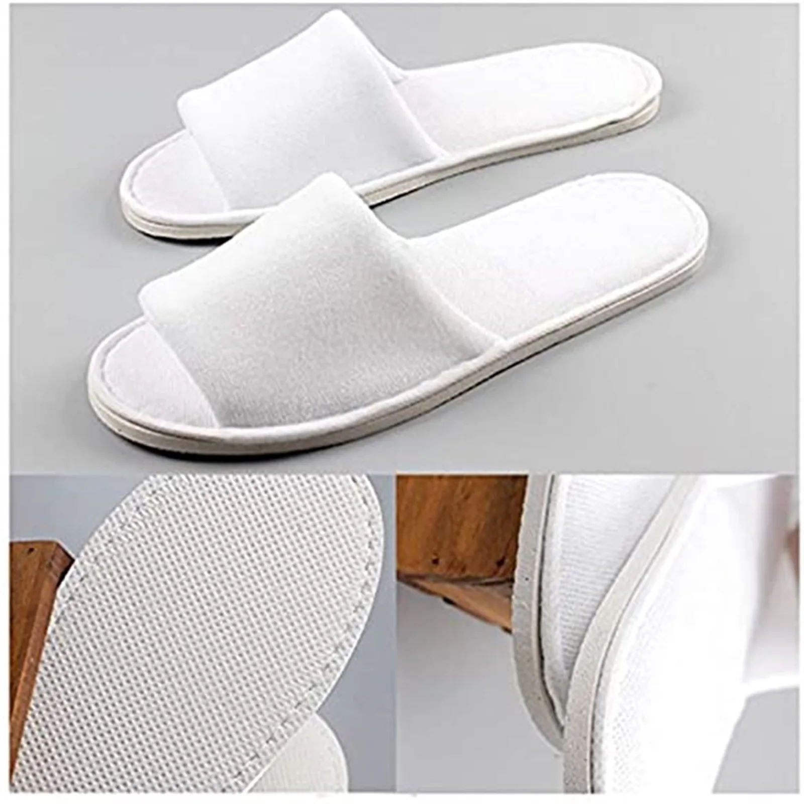 10 Pairs White Non Woven Disposable Slippers Travel Home Slippers for Women Men Business Home Hotel Unisex Slippers 2025