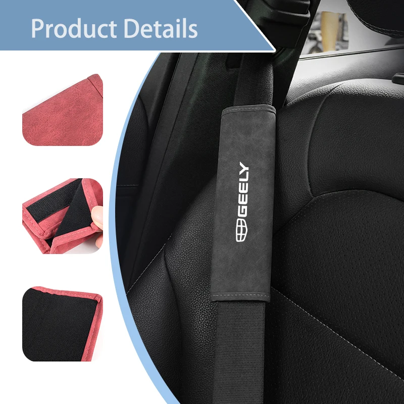 Car Seat Belt Leather Safety Belts Cover Shoulder Protection For Geely Tugella Atlas Pro Coolray Geometry C Emgrand ec7