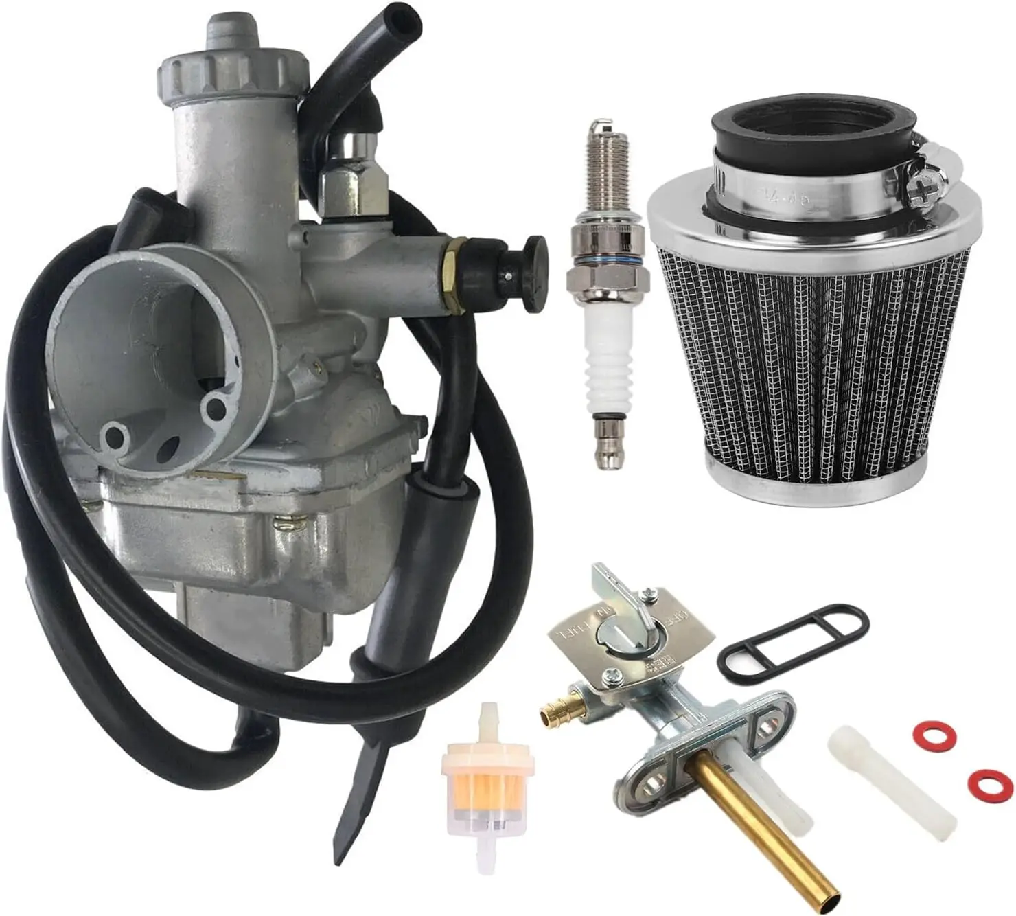 Carburador LT-F160 para LT160E LT-F160 LT160 Quadrunner 160 Carb 1989-2003, reemplaza 13200-03400 con filtro de aire/combustible y válvula de grifo de combustible