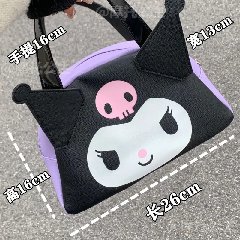 Kuromi Anime Kawaii Sanrio الأطفال سعة كبيرة حقيبة التخزين المحمولة لطيف الكرتون مقاوم للماء حقيبة يد هدايا للأطفال