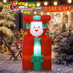 Christmas Decoration Up and Down Chimney Santa Claus Inflatable Toys with LED Light 1.5M Inflatable Model Indoor Outdoor Decor