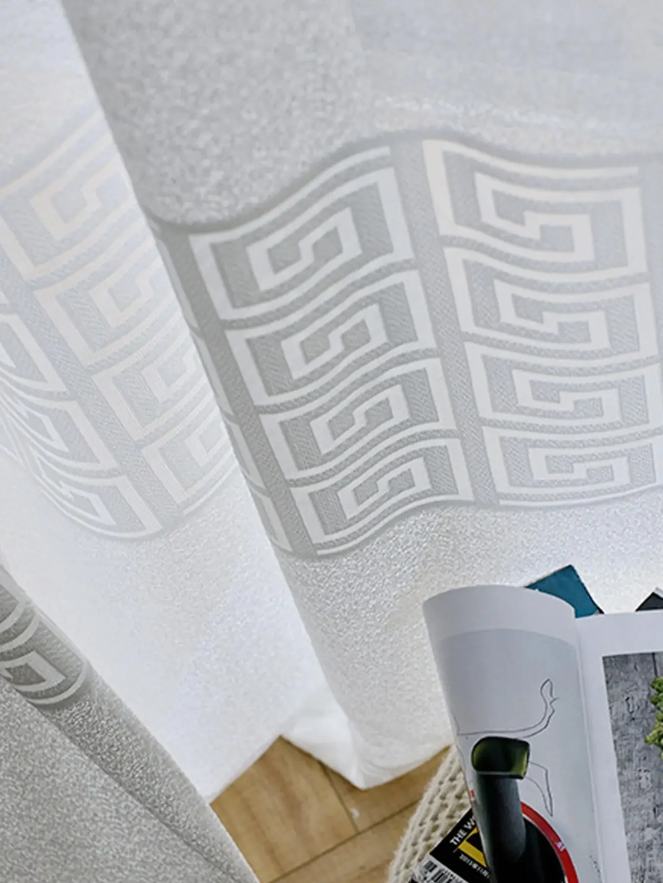 Modern Minimalist Solid Color Jacquard Window Screen 1pc Curtains for Living Room Curtains for Bedroom