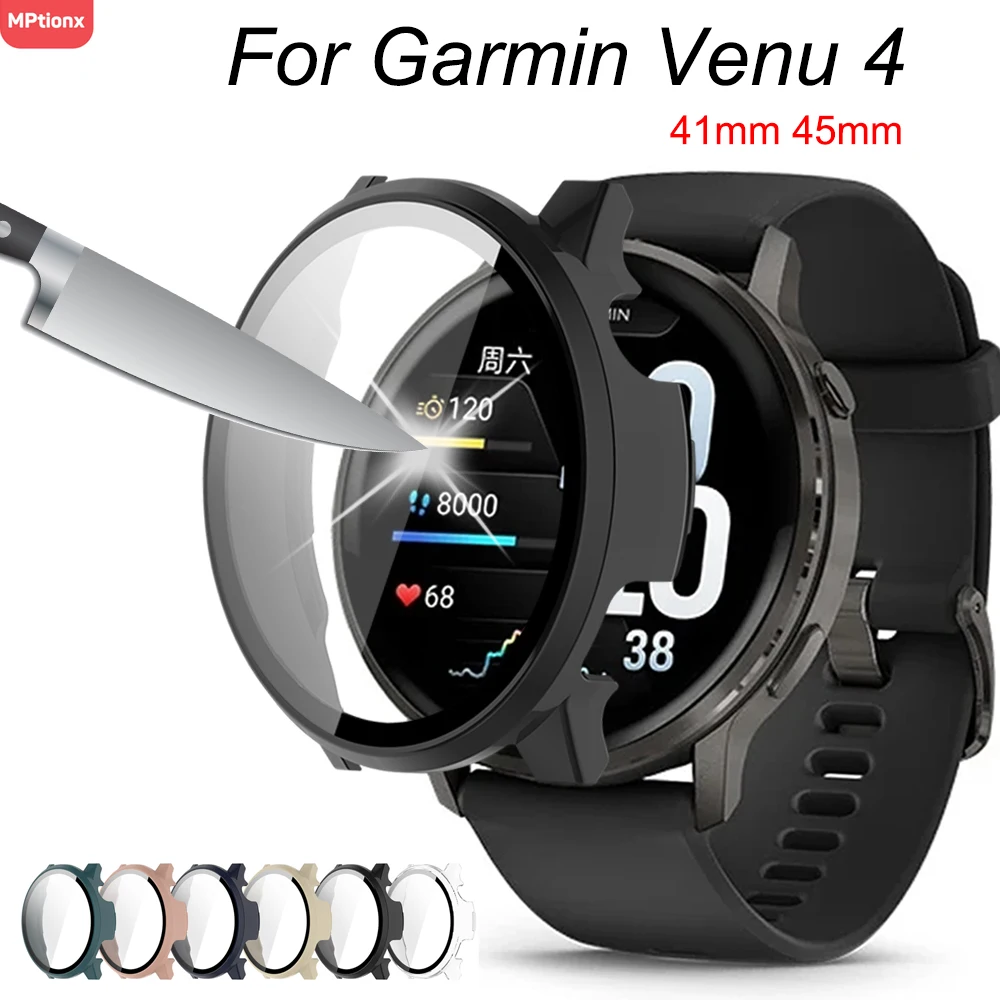 Glass+Case for Garmin Venu 4 45mm 41mm Full Screen Protector PC Hard Anti-scratch Protective for Garmin Venu 4 Cover Accessories