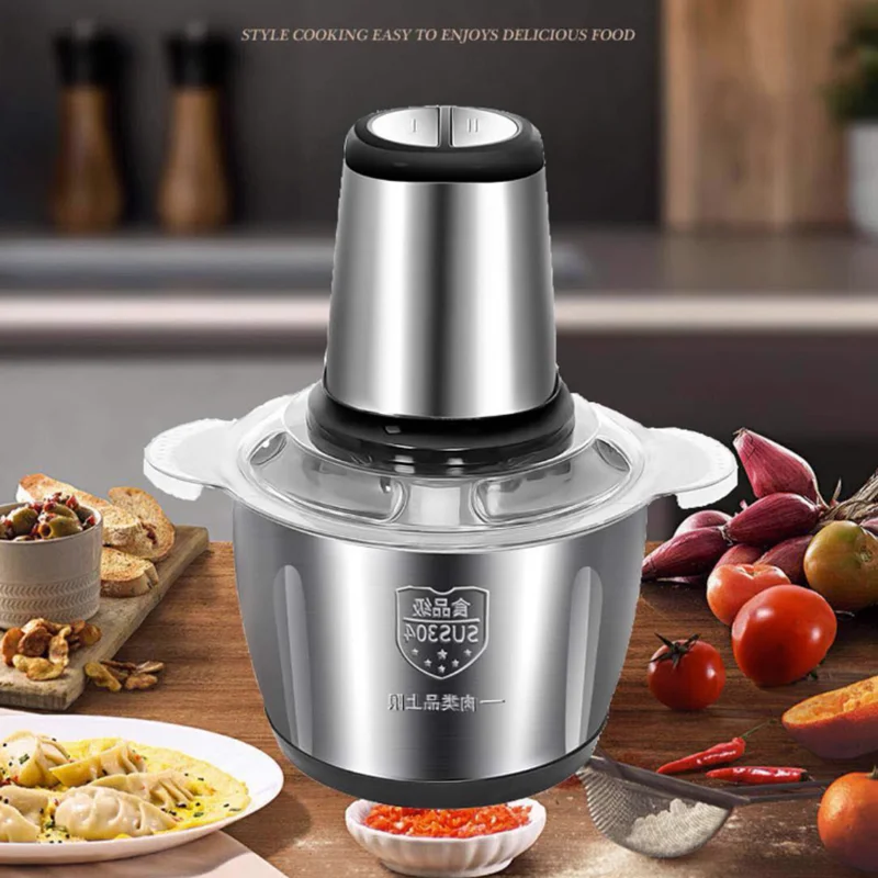 220V Electric Meat Grinder Machine Kitchen Aid Mincer Stainless Steel Slicer Food Processor Spice Pepper Garlic Crusher Chopper