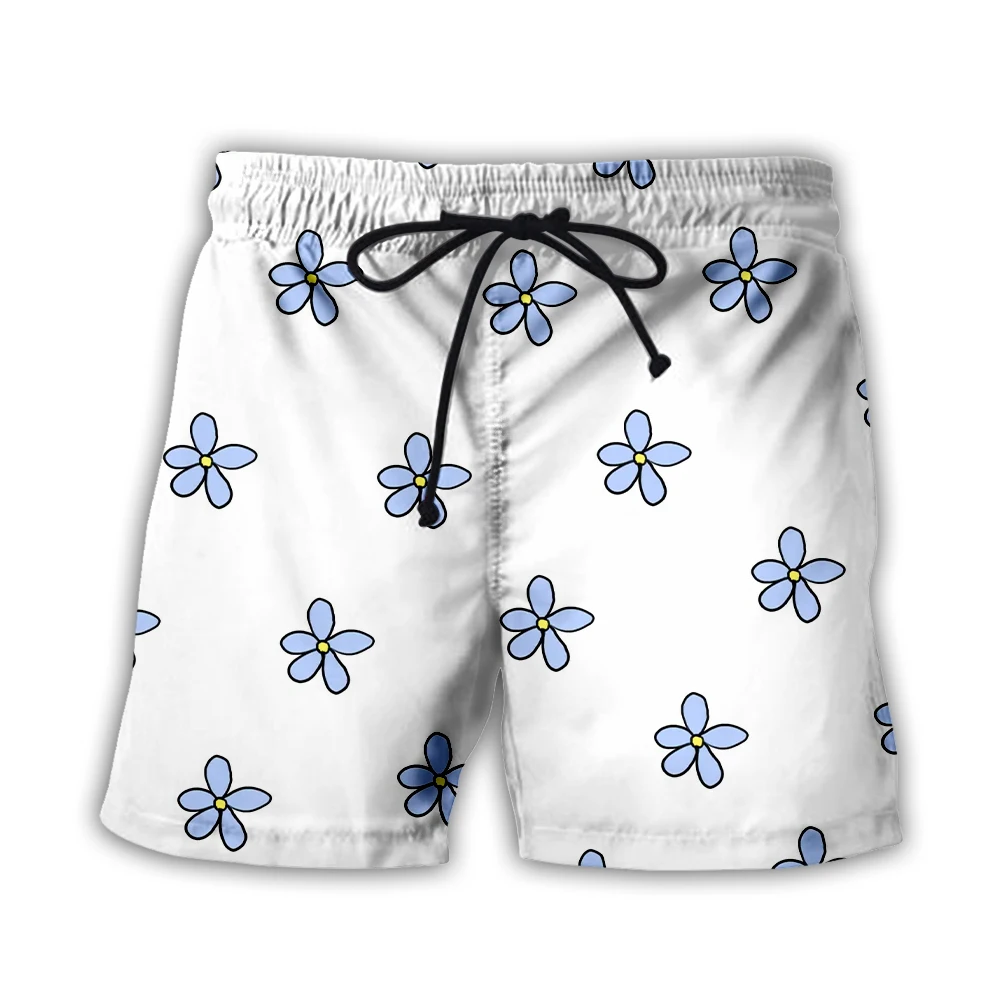 Retro Flowers 3D Printed Mens Shorts Floral Unisex Streetwear Elastic Waist Shorts Summer Beach Harajuku Casual Shorts