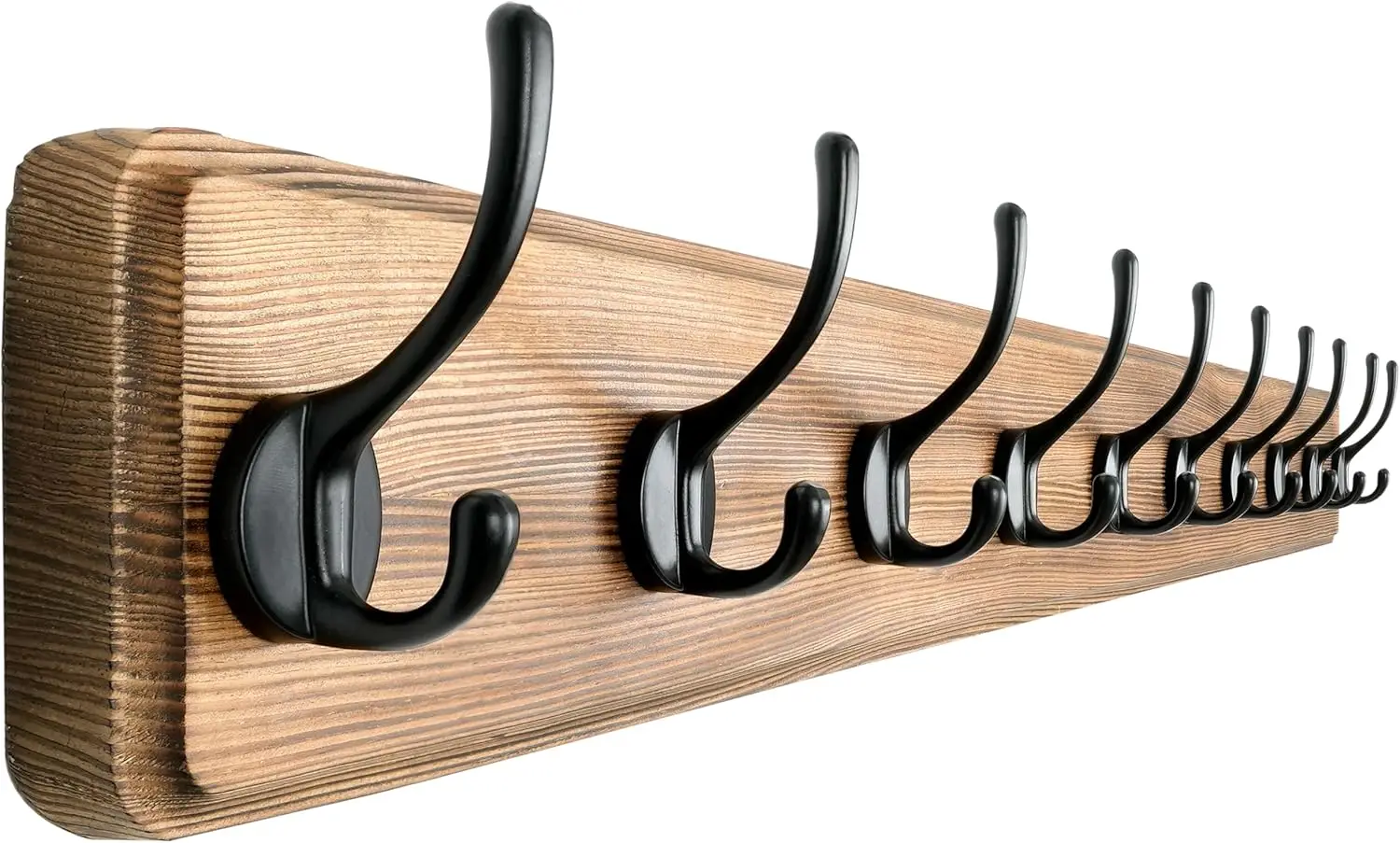 

Wall Mounted Coat Rack: 38-1/4" Long, Heavy-Duty, 10 Double Hooks for Coats and Jackets in Natural & Black