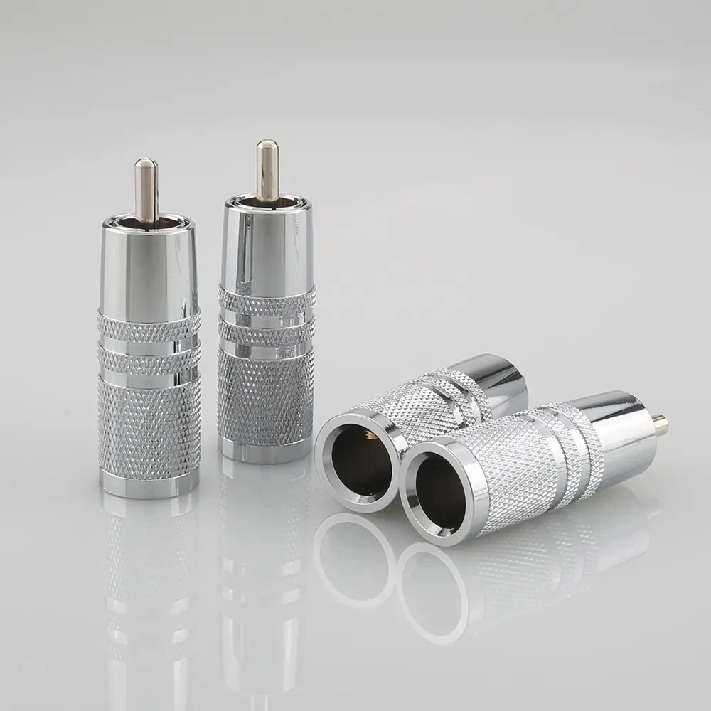 Audiocrast OR11R 4 قطعة مطلي بالروديوم سدادة RCA 8 مللي متر كابل الصوت فونو النحاس موصل HiFi