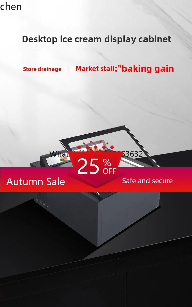 display cabinet stall countertop frozen digging ball hard ice cream fried yogurt cabinet