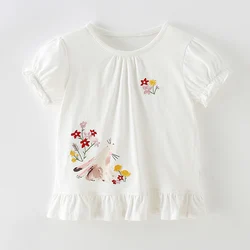 Brand Mini Dress Tee Fashion 100% Cotton t-shirt New 2025 Summer Short-sleeve Cartoon Children Bebe Kids Baby Girls Clothes 1-7Y
