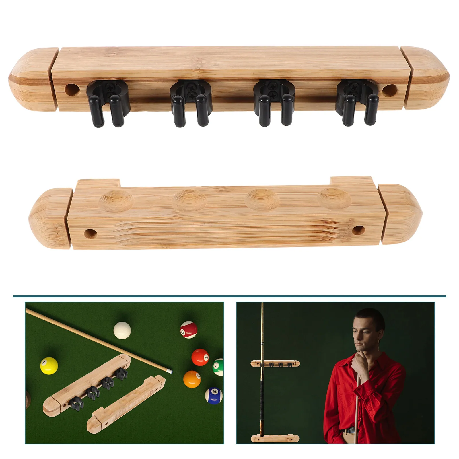 

1Set Wall Mounted Solid Wood Billiard Cue Rack 4 Holes Roman Design Pool Stick Holder Organizer for Billiard Stand