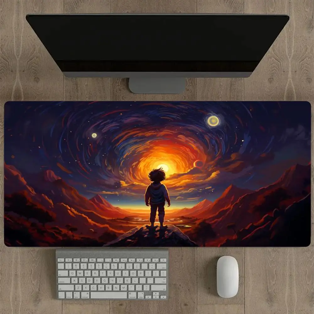 

Коврик для мыши «Звездное небо» для мальчиков, коврик для мыши с рисунком «Молочный путь», светящийся дизайн созвездия, компьютерный стол, прибор