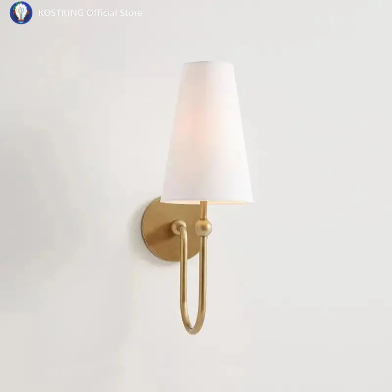 French Linen Wall Lamp Simple Bedroom Closets Bedside Living Room Aisle Restaurant Cafe Art Atmosphere Lamp Wall Decor