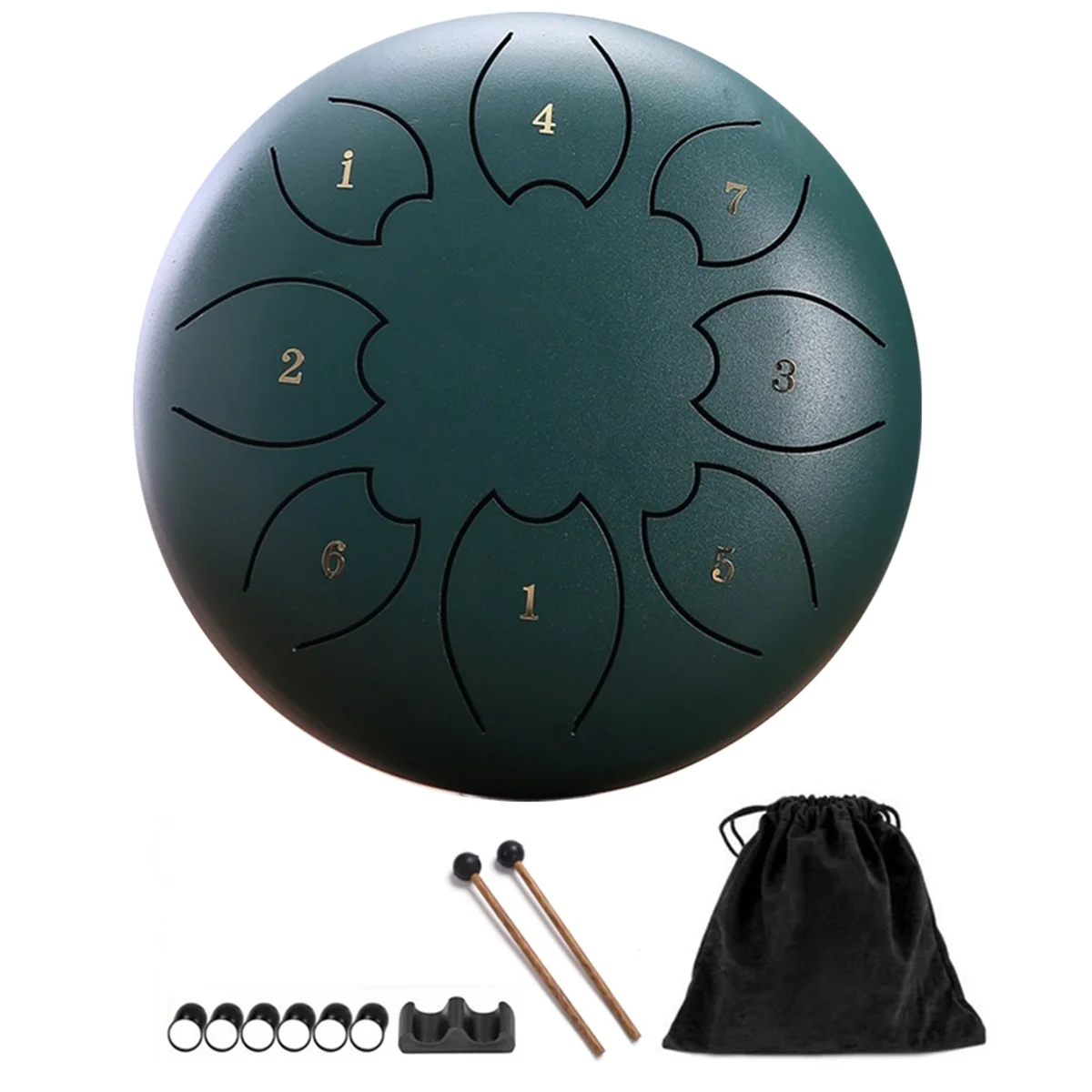 Rain Drum for Outside, Steel Tongue Drum 8Notes 6 Inches Chakra Tank Drum Steel Percussion Padded Mallets Green