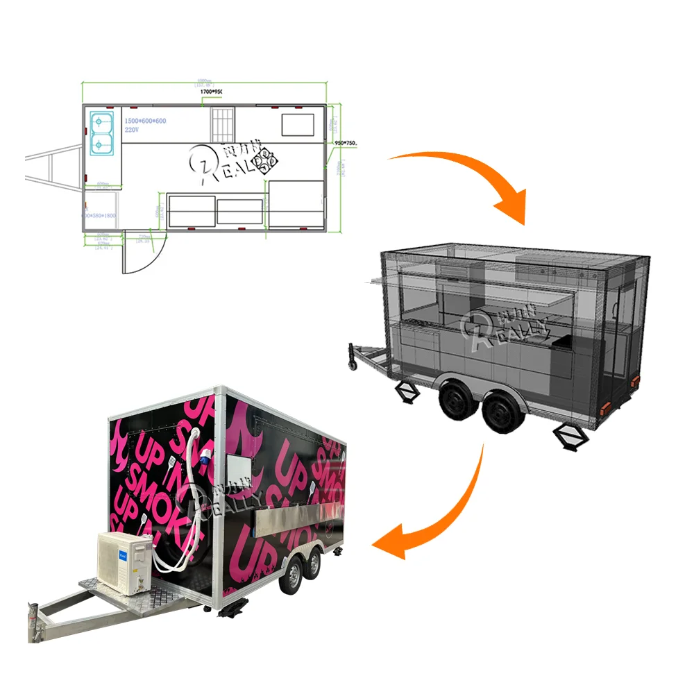 Gerobak Pizza Truk Makanan Dapur Bergerak Dapur Bbq Ponsel Restoran Makanan Cepat Saji Taco Hot Dog Bir Bar Konsesi Trailer Makanan