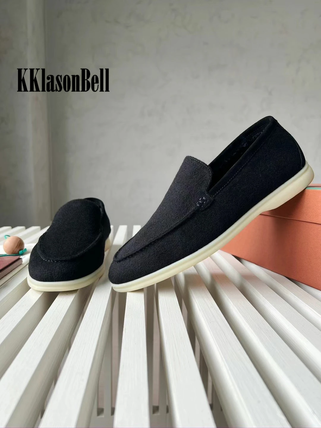 10.8 L*P Men\'s Loafers Wool Fluffy Lining Slip-On Casual Fashion Rubber Shoes KKlasonBell