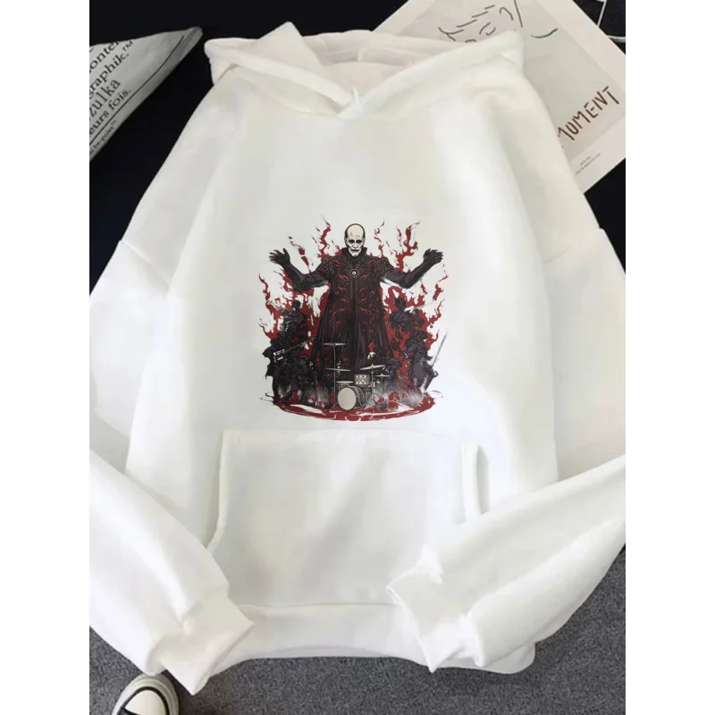 Men's Hoodie Black Devil Drummer Flame Printed Pattern High Quality Cotton Casual Streetwear for Men and Women