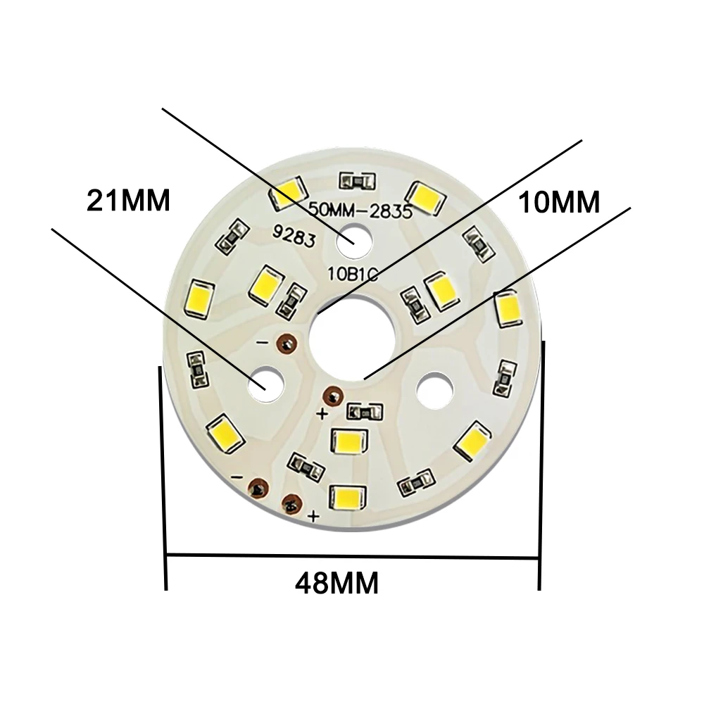 Baixa tensão LED Light Board, quadro branco, luz quente, 3000K, 6000K, 48mm, SMD2835, 5730, 5W, 10W, 5V