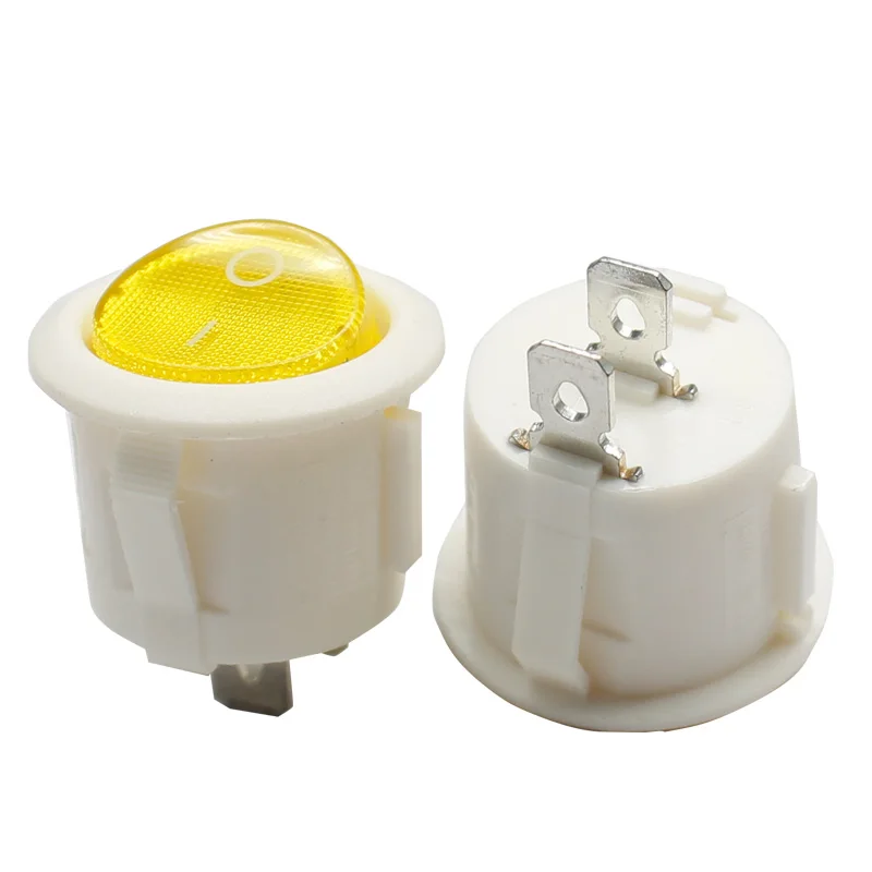 Leci RS601 250V 6A SPST on off Green RED BLUE Yellow light 23mm Round Rocker Butten  Switches  RS601C-1010011