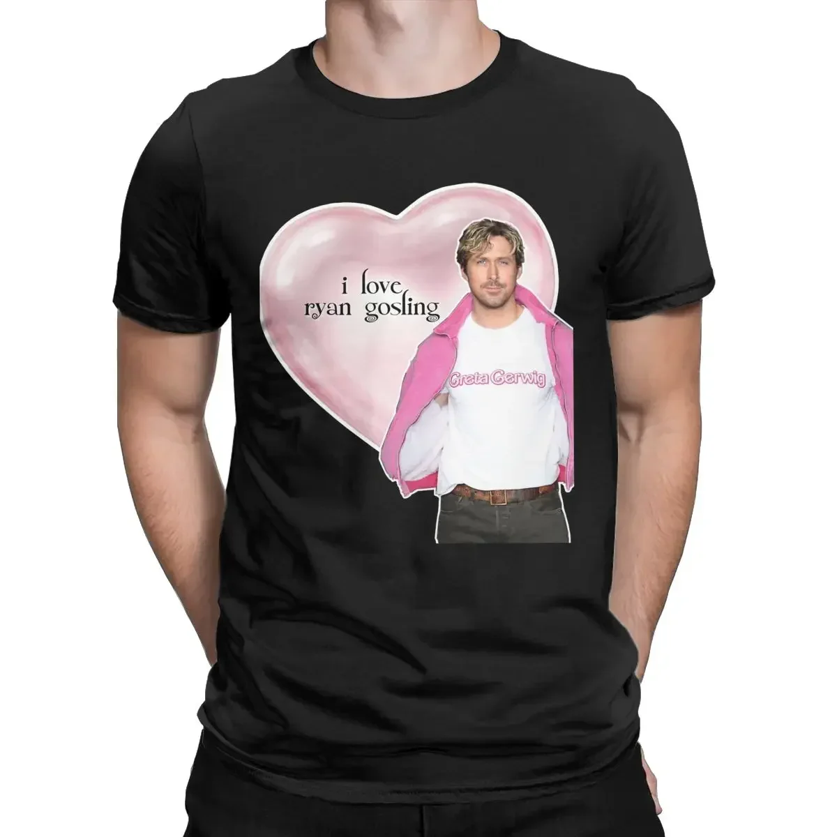 Crewneck Clothes Printed Men's T-Shirt I Love Ryan Gosling Funny Pure Cotton Tee Shirt Short Sleeve Kenough T Shirt Sweatshirt