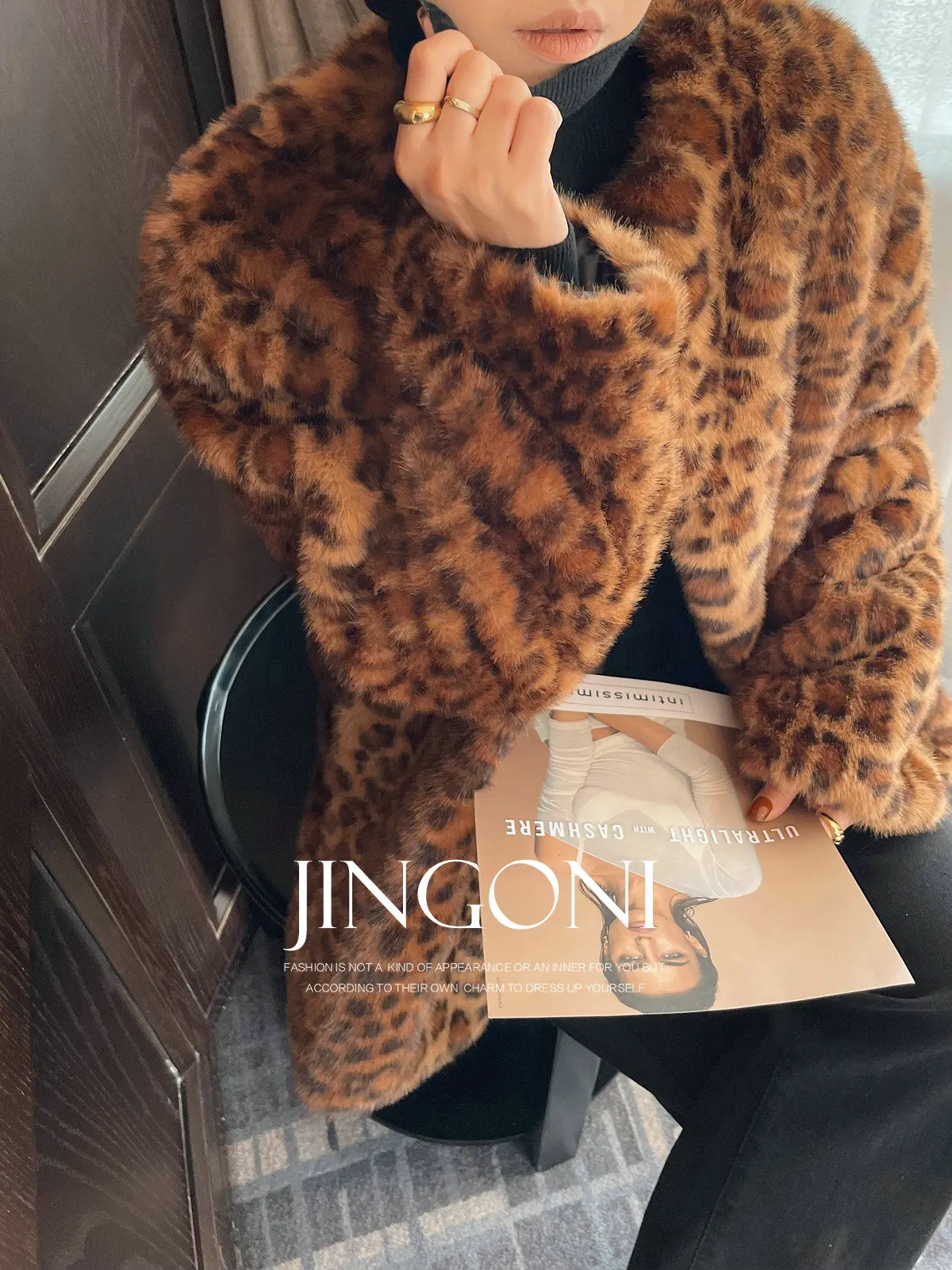 

Leopard Faux Fur Coat Jacket Woman Clothing 2024 Fall Winter Trend Korean Fashion Style Vintage Elegant Gothic Luxury Outerwears