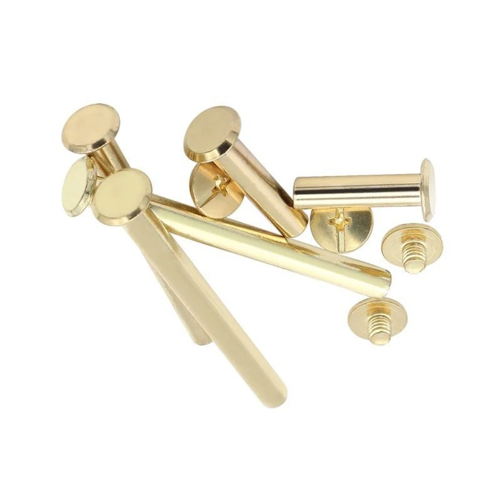 250PCS Acciaio al carbonio Rivetti placcati in rame Rivetto M5 Libro dei conti Rivetti di testa Viti Album fotografico Calendario Chiodi Rivetti per rilegatura