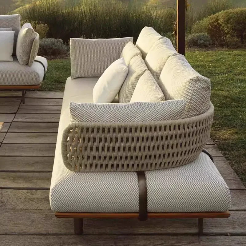 

Rain and sun protection terrace outdoor coffee table Nordic leisure rattan courtyard villa furniture combination