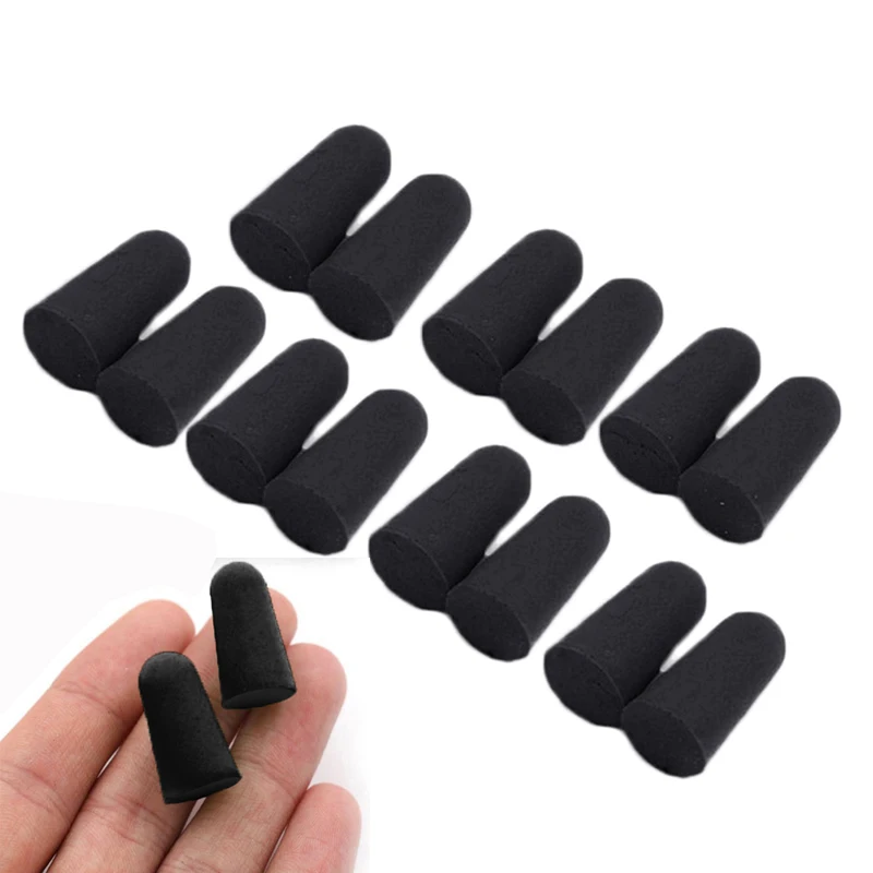 10Pairs Black Ear Plugs Earplugs Noise Reduction Ear Plug Foam Oordopjes Slapen Sleep Anti Music Cancelling Insulation Earplug