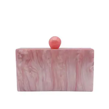 新款設計師奢華品牌串珠粉紅壓克力手拿包女士派對婚禮晚餐皮夾女士手提包單肩斜挎包 8 最佳銷售 粉紅色手拿包 - №6