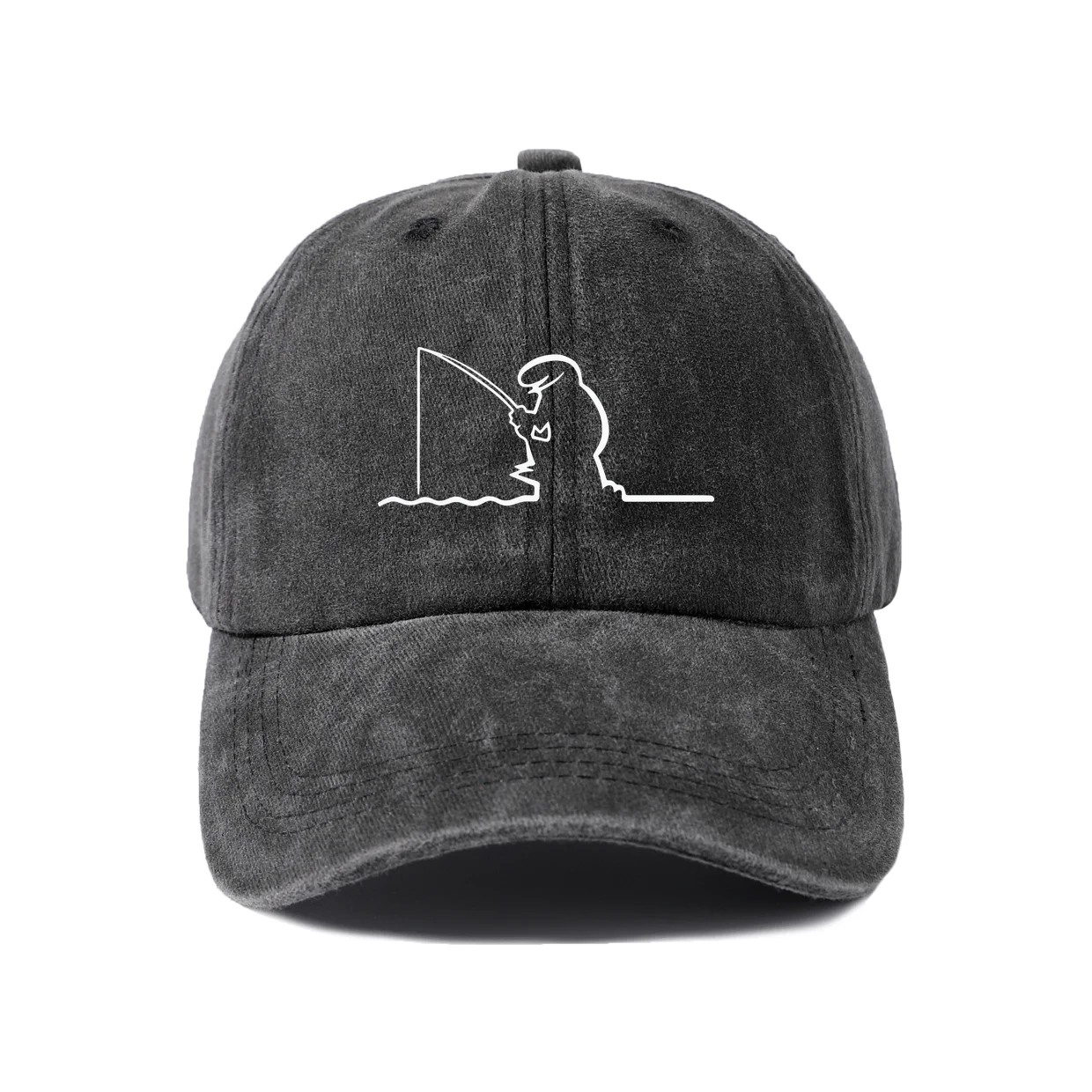 Retro Typography Graphic Baseball Cap, Vintage Washed Adjustable Unisex Dad Hat, Everyday Gift