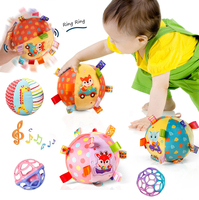 Baby Toys 0 12 Months Soft Cloth Rattle Ball Sensory Toy Cute Animal Stuffed Baby Hand Grasp Play Ball with Bell Toys for Babies