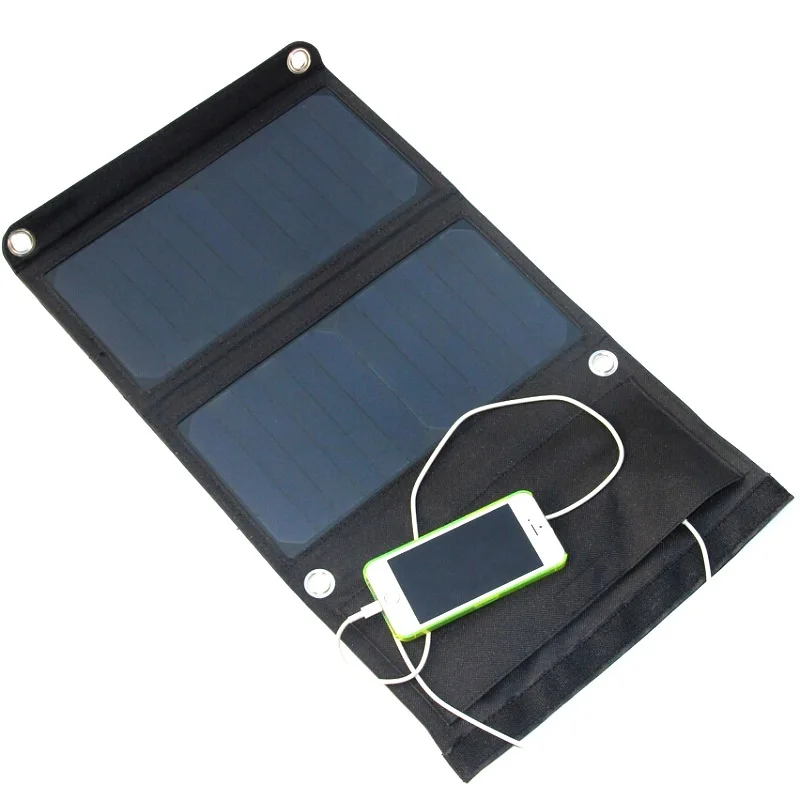 14W Portable Dual USB Foldable Solar Charger for Camping Hiking Climbing Mobile Phone Sunpower Charging Folding Solar Panel Bag