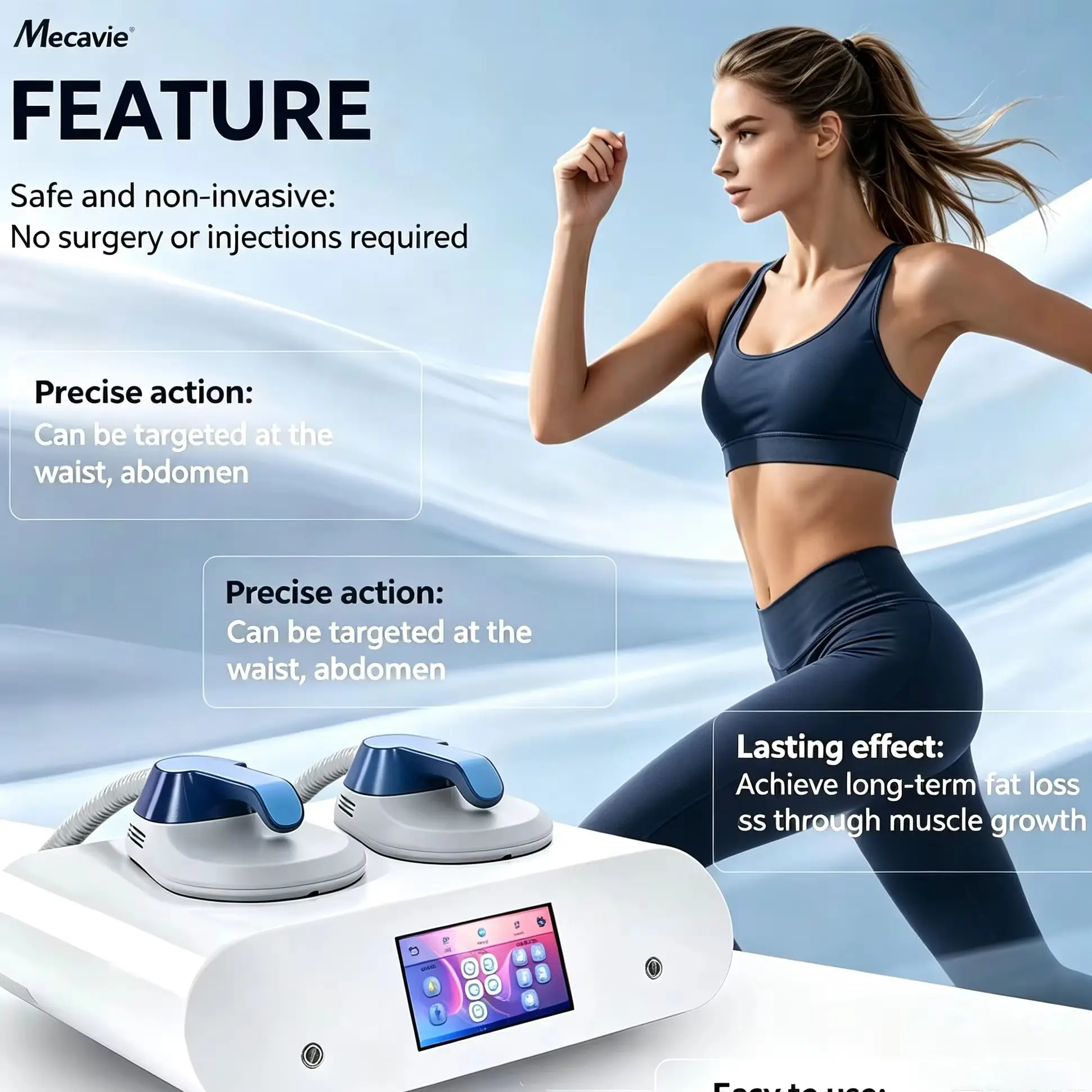 Fat Burning Body Shaping Machine Mecavie Portable Electromagnetic Stimulator Fat Removal Muscle Building Non-invasive Painless