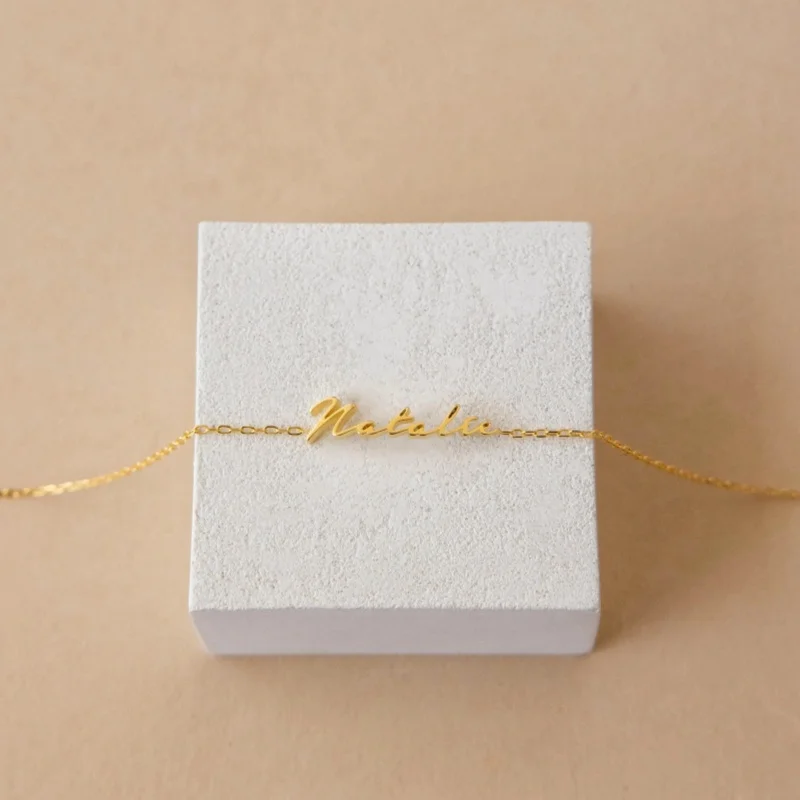 Dainty Cursive Nameplate Bracelet for Women