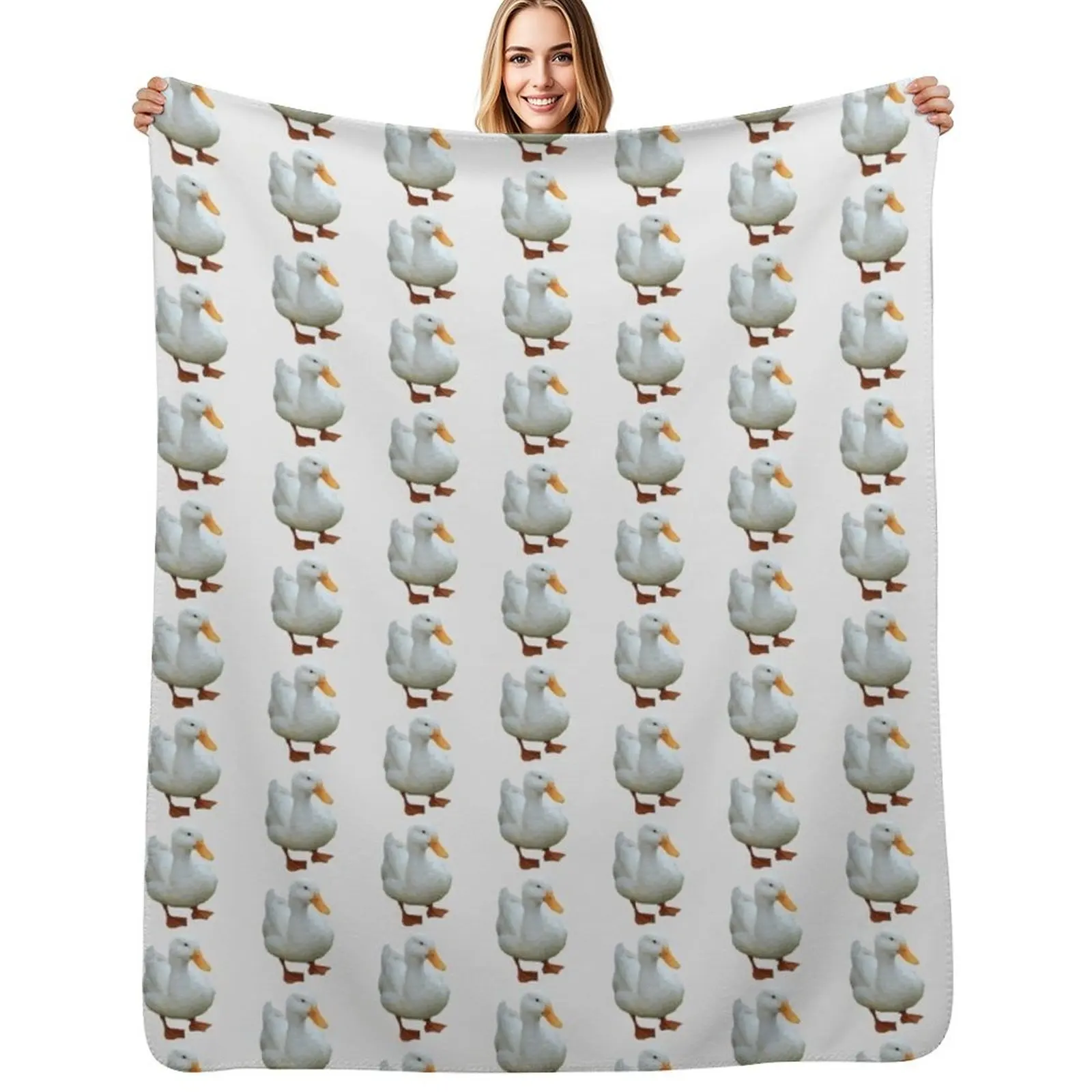 Manta Decorativa con Diseño de Pato Blanco (Pekin), Manta Suave y Afelpada de Lujo para Sofá o Cama