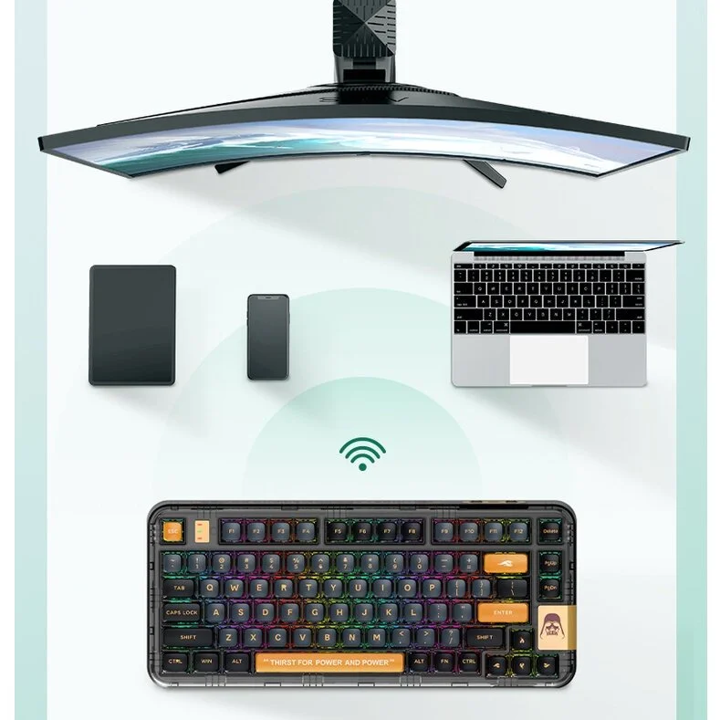 CoolKiller-Clavier mécanique sans fil avec joint Knight Peach, boîtier translucide, échangeable à chaud, Bluetooth, CK75, vert menthe, noir, 2.4g