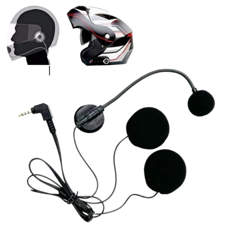 1Pcs Motorcycle Helmets Headsets Intercom Microphone 3.5mm Straight Head Helmets Headsets Mic Build-in 32Ω Double Speaker