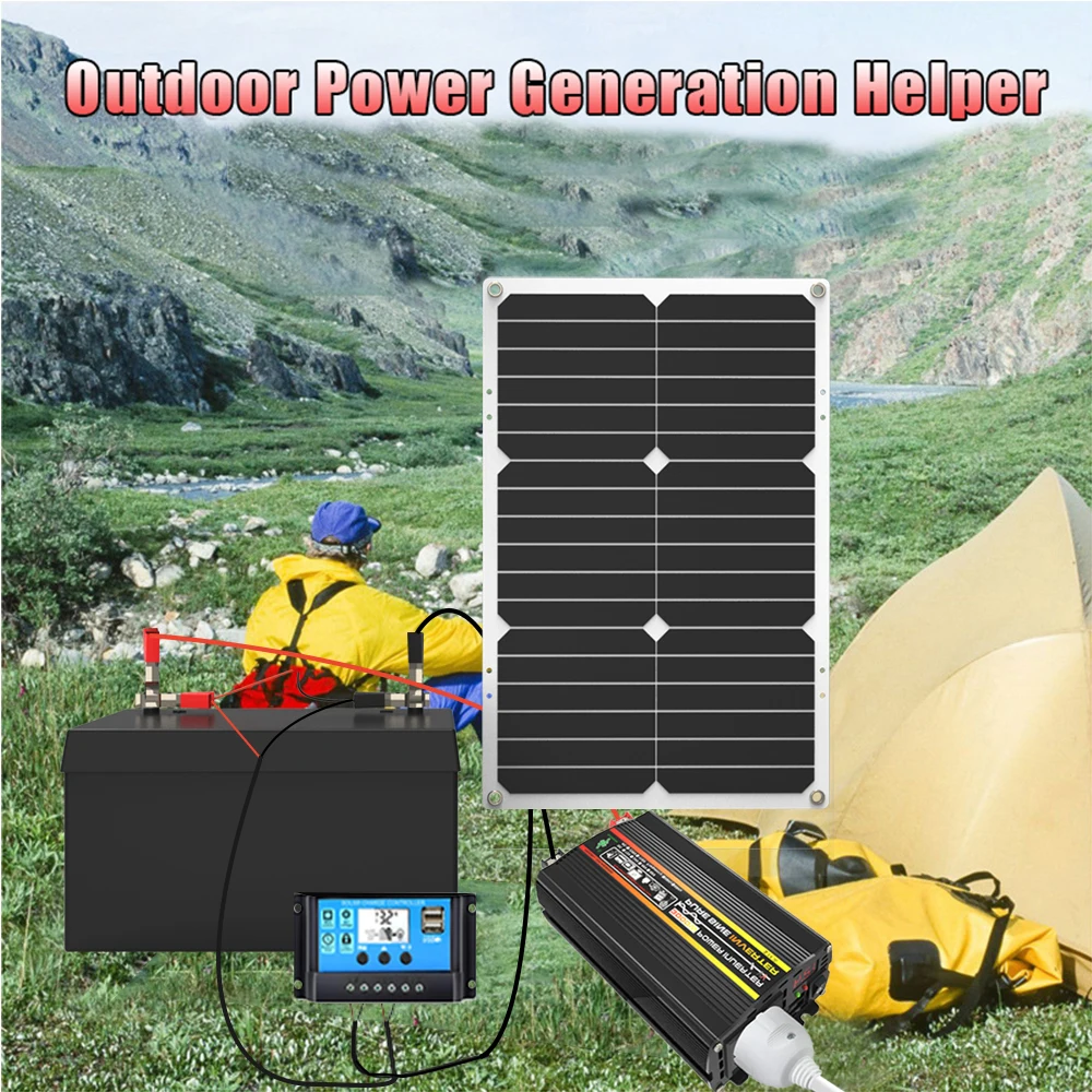 Imagem -02 - Painel Solar de Acampamento ao ar Livre Portátil Carregamento Inteligente e Descarregamento Bateria Aplicável 12v 300w 18v