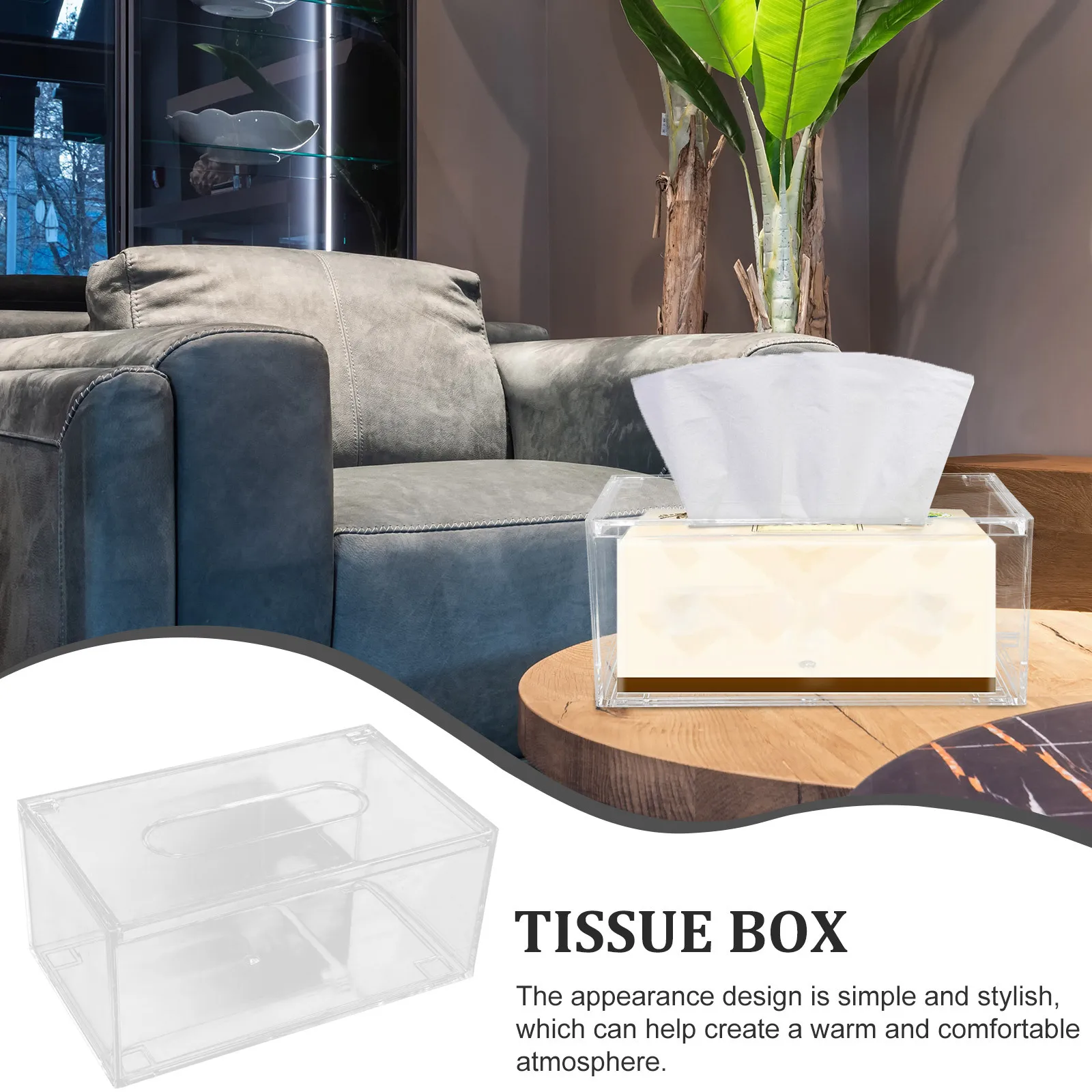 

Elegant Clear Tissue Box Modern Desktop Organizer for Home Office Car Hotel Room Decoration Storage and Organization