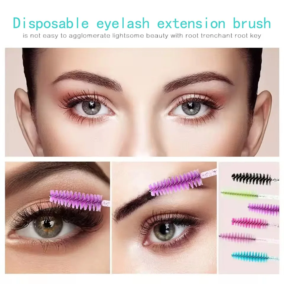 50pcs Crystal Eyelash Brush Combs, Disposable Eyelash Extension Mascara Wands, Professional Makeup Beauty Tools.