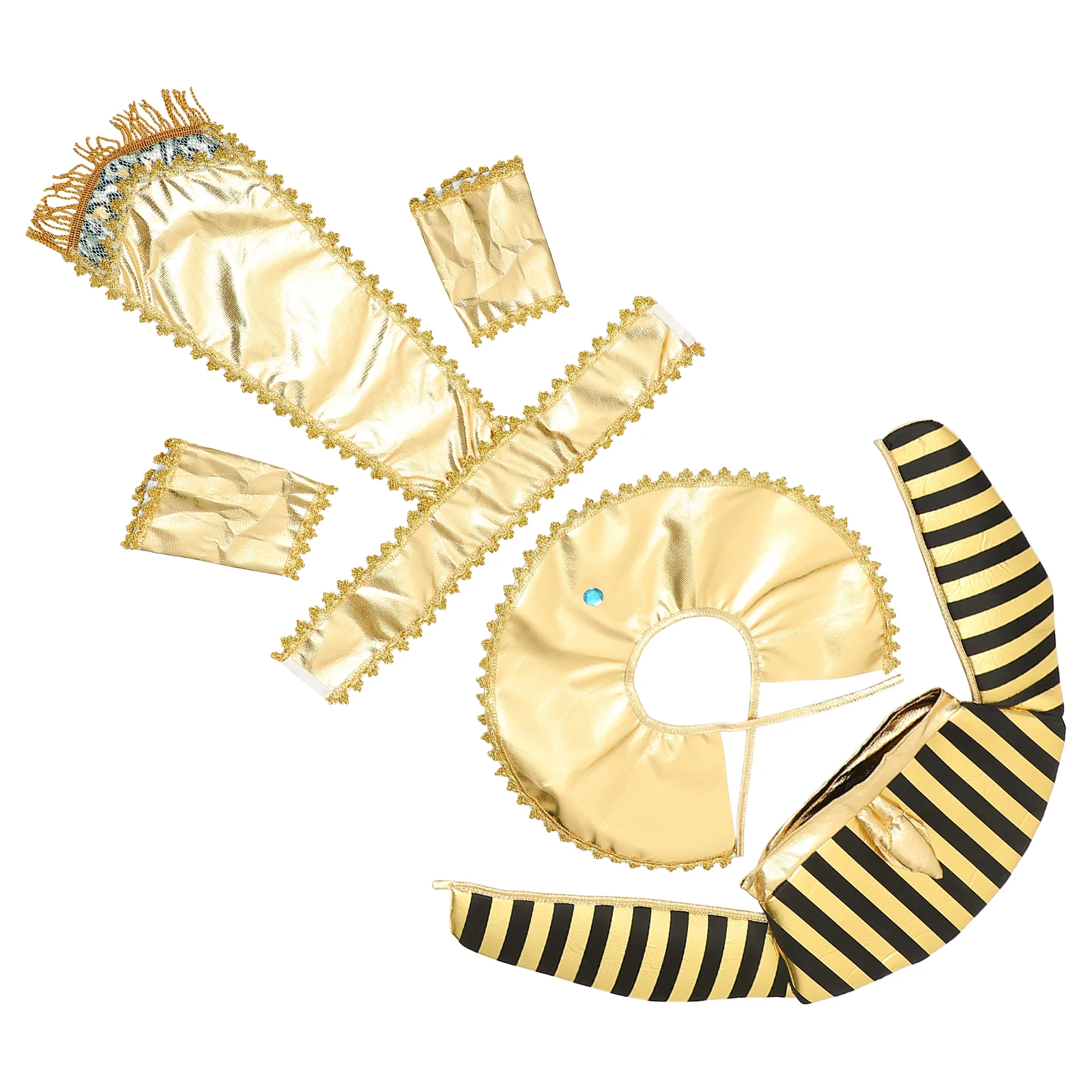 Abiti Faraone Trucco e abbigliamento Costume antico Forniture per cosplay di Halloween Dorato