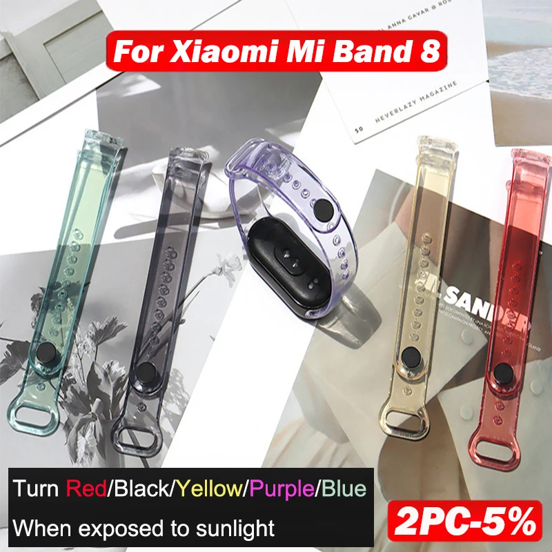 Strap For Xiaomi Mi Band 8 Transparent Color Change Wristband Bracelet For Xiaomi MiBand 8 Silicone Replacement Straps