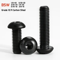 2 ~ 10 Uds BSW estándar británico 1/8 5/32 3/16 1/4 5/16 3/8 grado 10,9 tornillo de cabeza de botón hexagonal negro cabeza de seta perno hexagonal