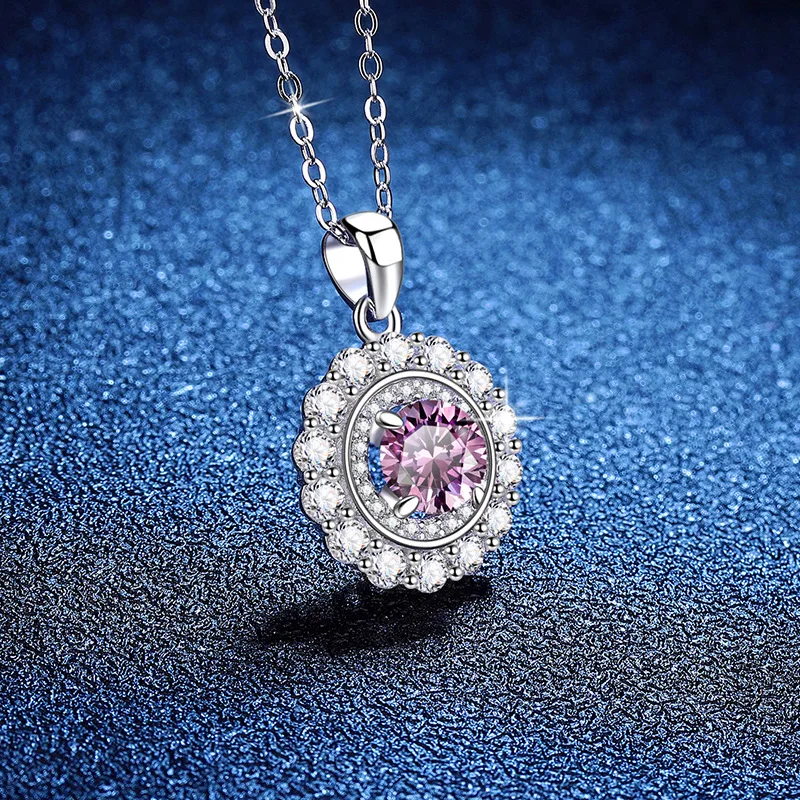 European and American Platinum PT95018k Gold Necklace Imported Colored Moissanite 1-carat Fairy Scattered Moissanite Necklace